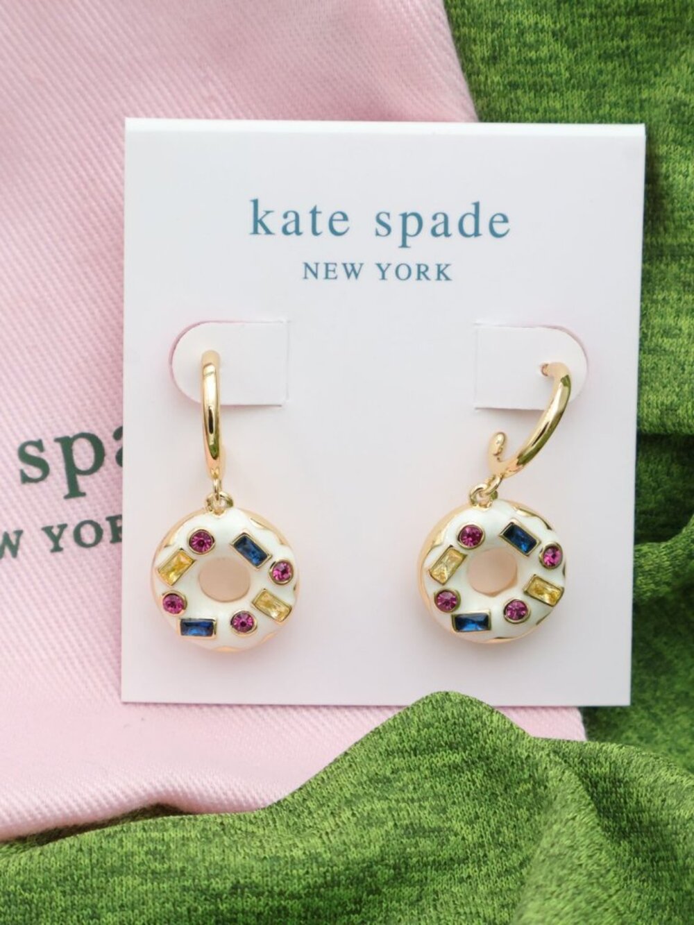 Kate Spade Coffee Break Gold Donut Huggies Crystal